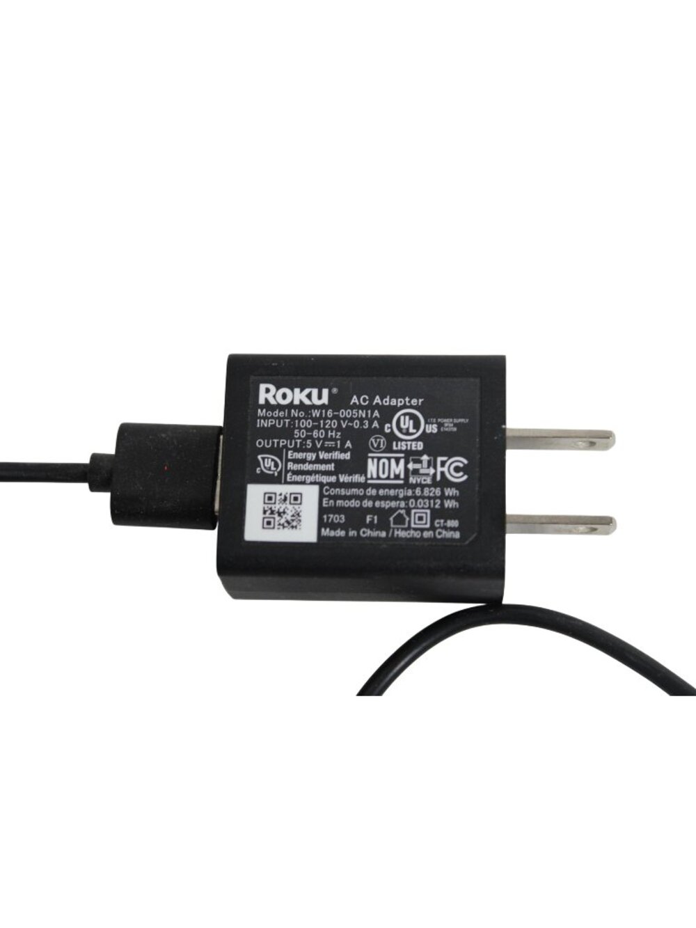 Roku AC‎ Adapter Power Supply .5V Output .3A TV Multimedia